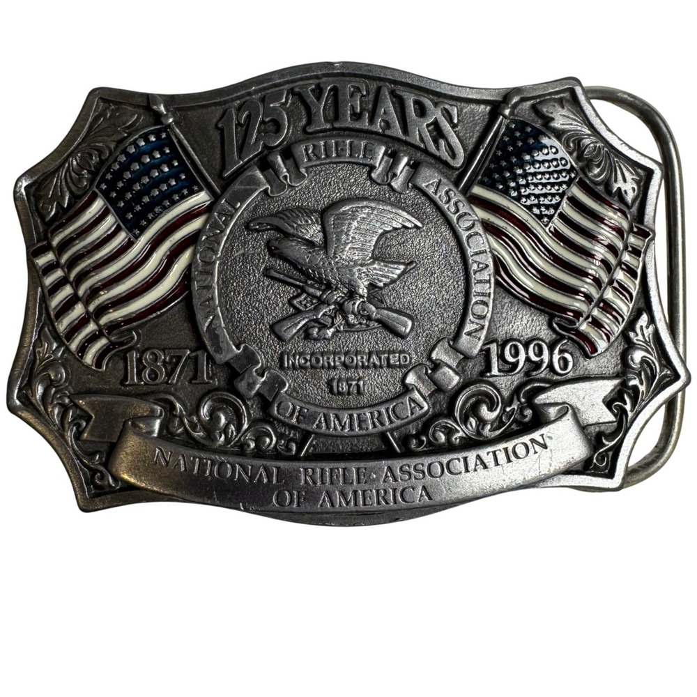 Vintage 1996 NRA 125th Anniversary Belt Buckle Pewter USA Made 950597